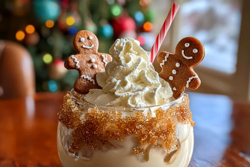 A colorful arrangement of the ingredients needed for Gingerbread White Russian Cocktail.