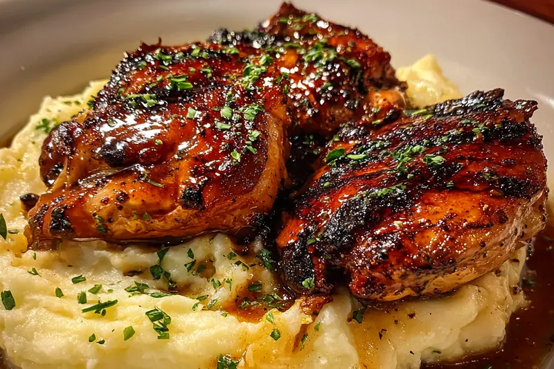 Cooking process for Glazed Chicken with Mashed Potatoes