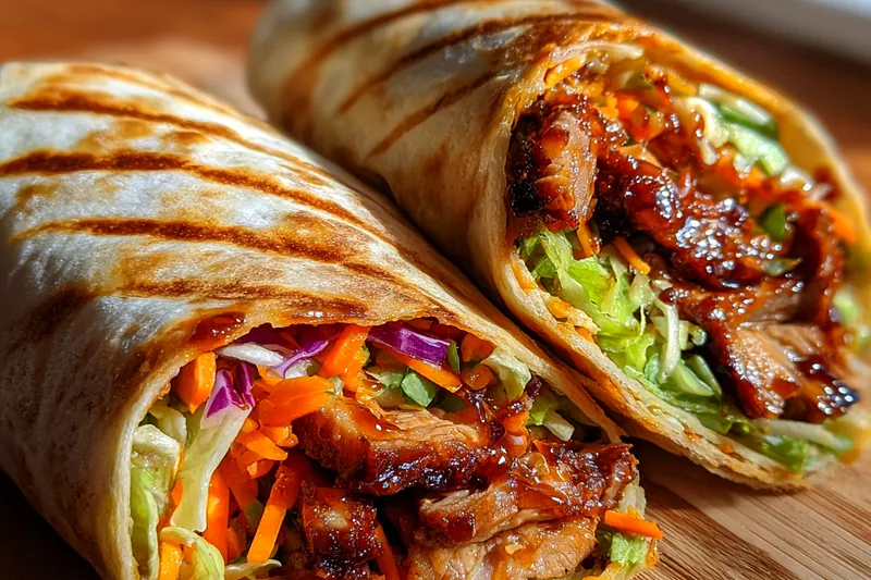 Cooking process for Glazed Chicken Veggie Wrap