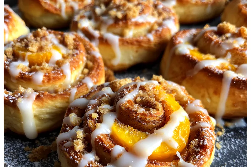 Cooking process for Glazed Peach Cinnamon Rolls