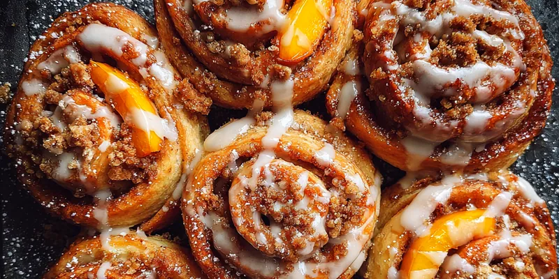 Glazed Peach Cinnamon Rolls