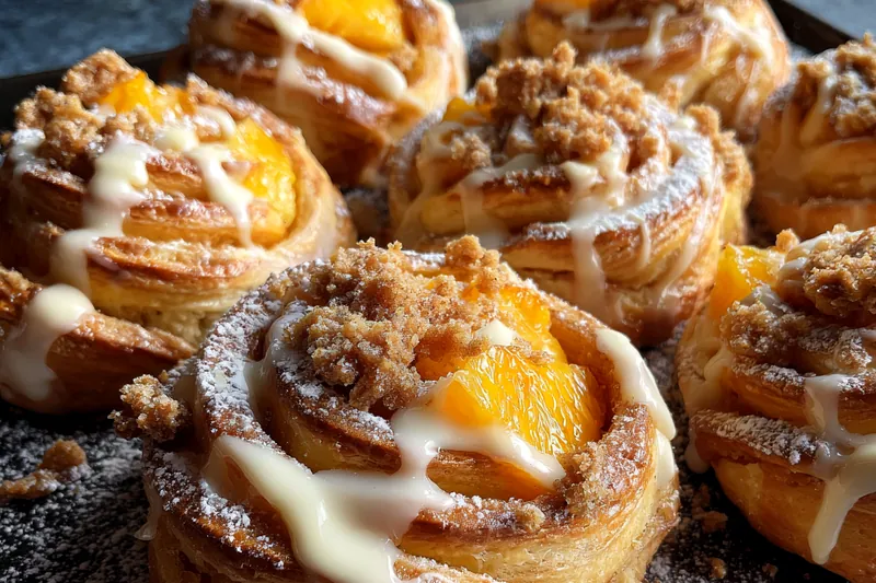 Fresh ingredients for Glazed Peach Cinnamon Rolls