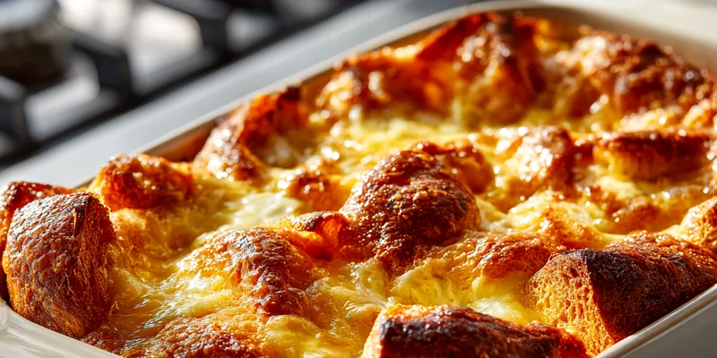 Golden Baked Croissant Bread Pudding