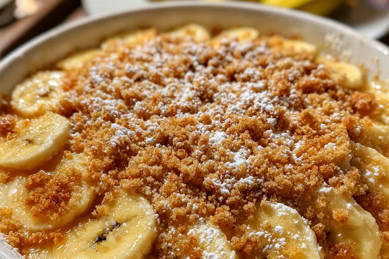 Fresh ingredients for Golden Banana Crumble Delight