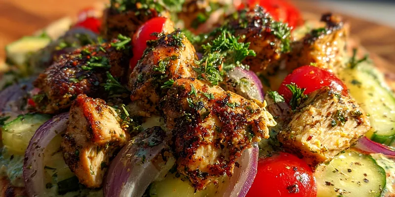 Delicious Delicious Greek Chicken Flatbread served on a plate