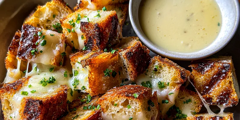 Grilled Cheese Bites with Herb Garnish