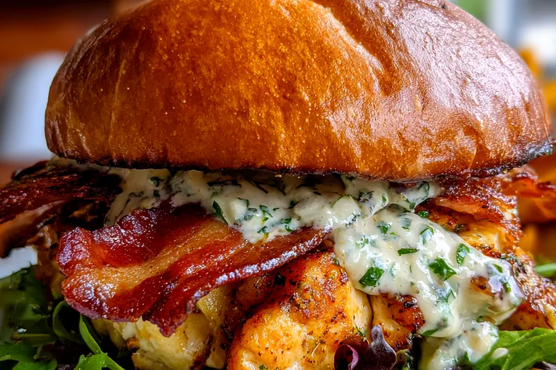 Cooking process for Grilled Chicken Bacon Sandwich