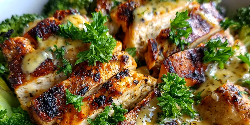 Delicious Grilled Chicken Broccoli Bowl served on a plate