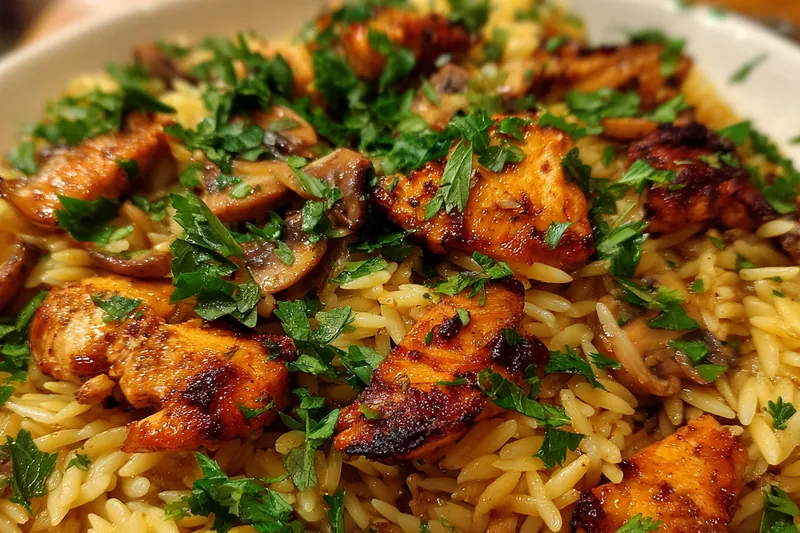 Fresh ingredients for Grilled Chicken Orzo Delight