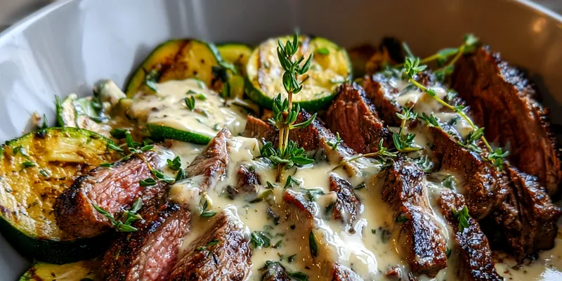 Grilled Steak and Zucchini Bowl