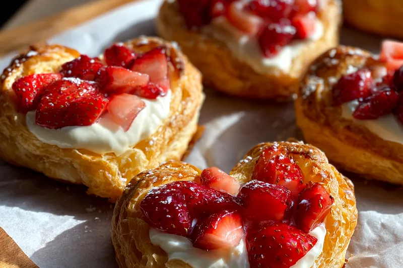 Fresh ingredients for Heart Shaped Strawberry Pastries