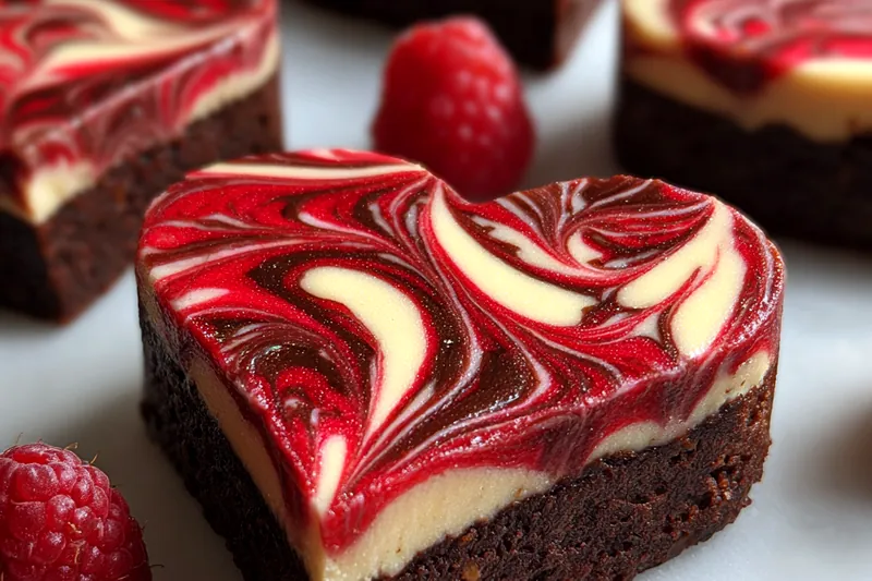 Cooking process for Heart Swirled Raspberry Brownies