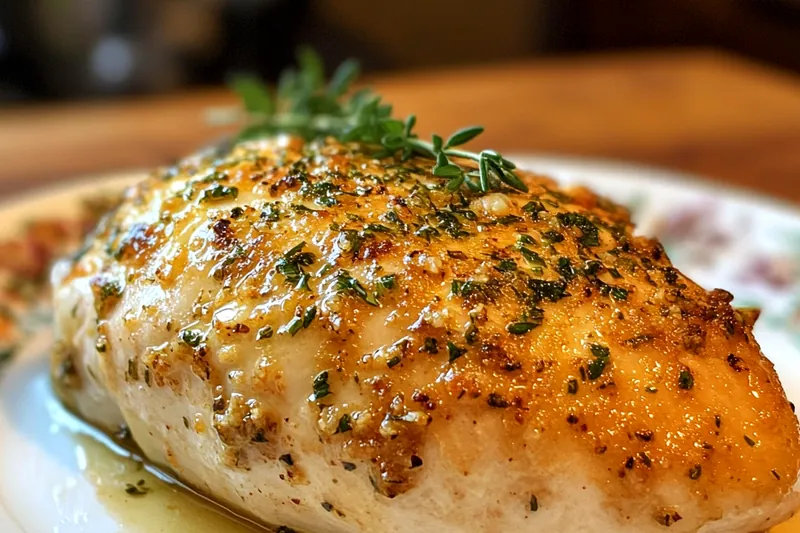 Crispy Baked Boursin Chicken baking in the oven, showcasing its golden-brown crust.