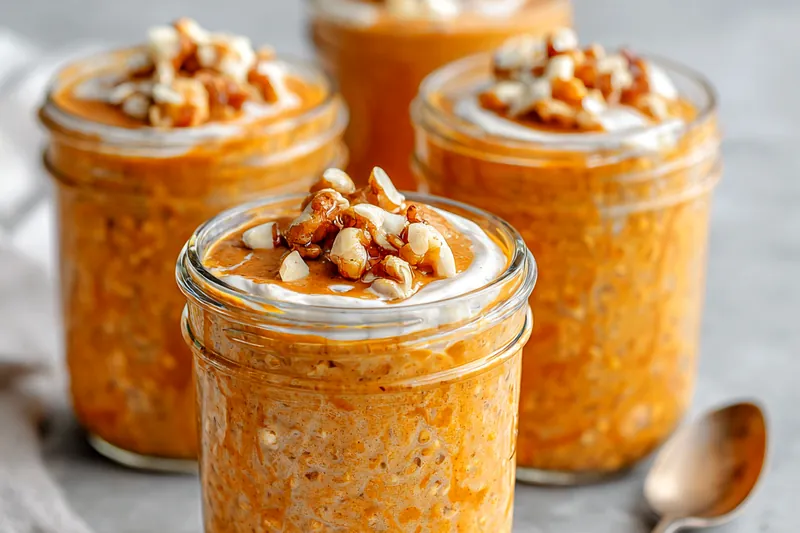Mixing ingredients for pumpkin overnight oats in a bowl
