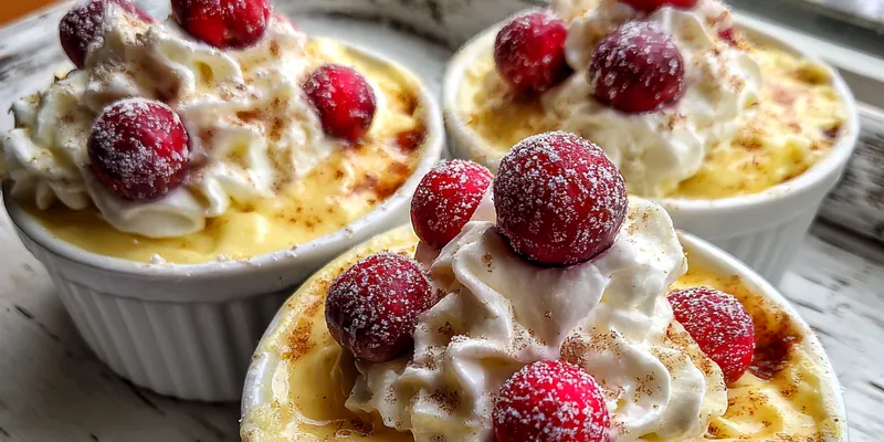 Holiday Eggnog Custard with Sugared Cranberries