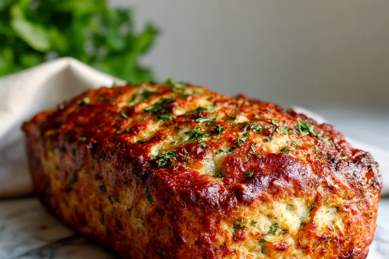 Cooking garlic parmesan chicken meatloaf in the oven
