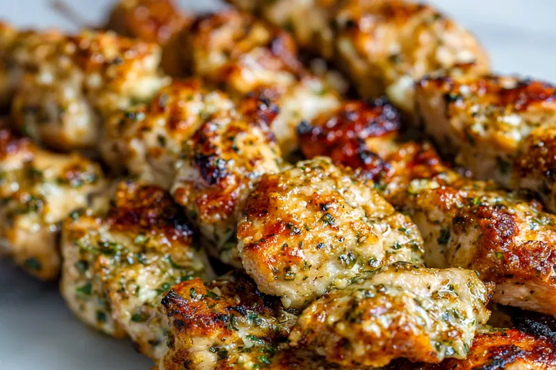 Grilling chicken skewers on the barbecue