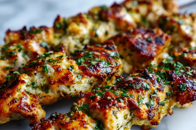 Fresh ingredients for chicken skewers setup