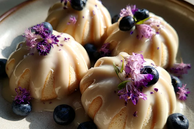 Cooking process for Lavender Blueberry Glazed Pastries