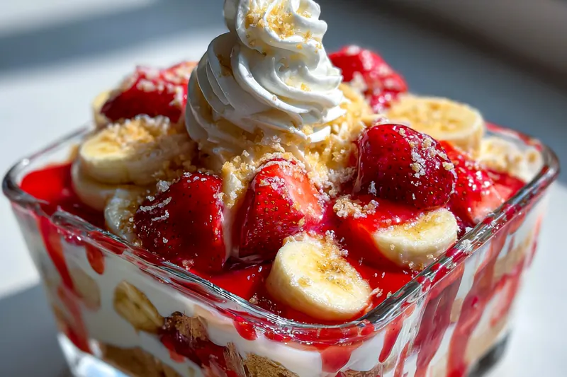 Fresh ingredients for Layered Strawberry Banana Delight