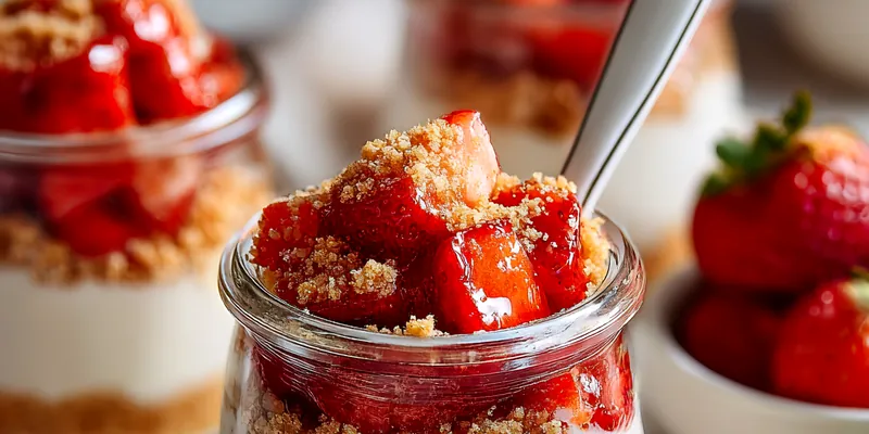 Layered Strawberry Cheesecake Jars