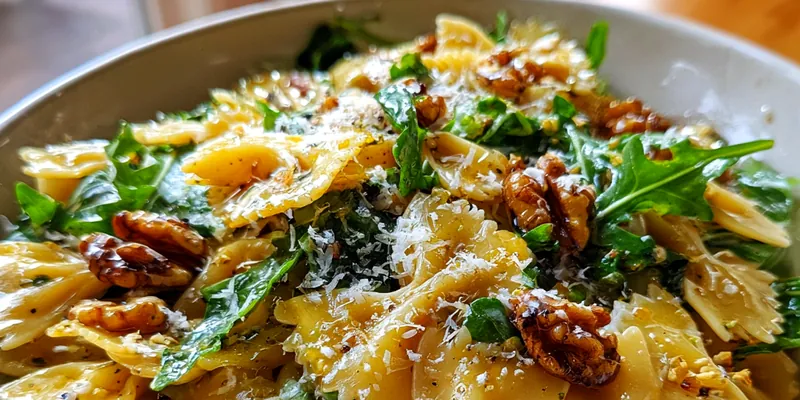 Lemon Arugula &amp; Walnut Farfalle Salad