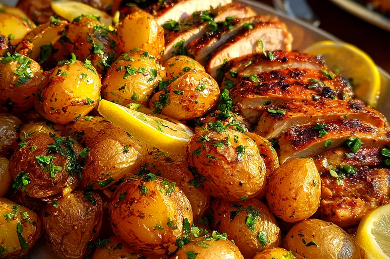 Cooking process for Lemon Herb Chicken Potatoes