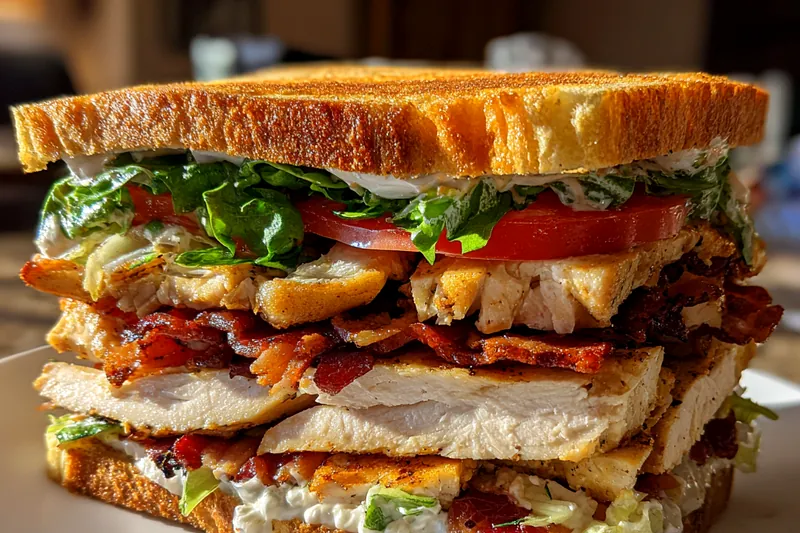 Cooking process for Loaded Chicken Club Sandwich