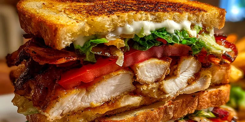 Delicious Loaded Chicken Club Sandwich served on a plate