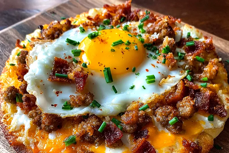 Chef Mitchell expertly baking Delicious Breakfast Muffin Pizza in a hot oven.