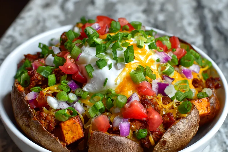 Cooking the meat for the loaded potato taco bowl.