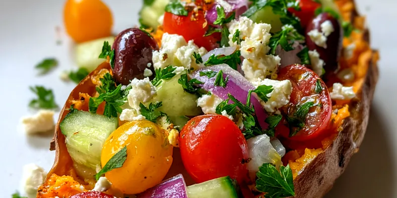 Mediterranean Stuffed Sweet Potatoes