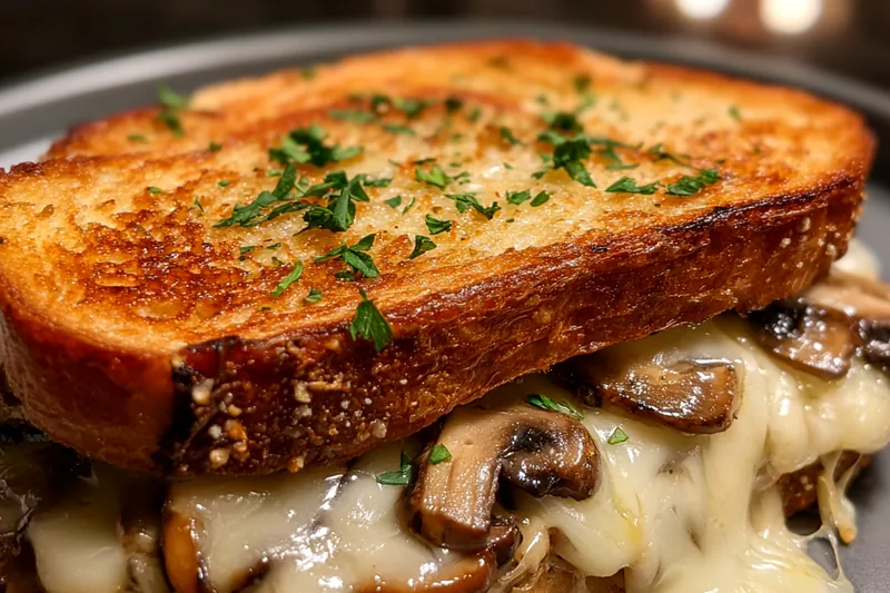 Cooking process for Mushroom Cheese Toast Melt