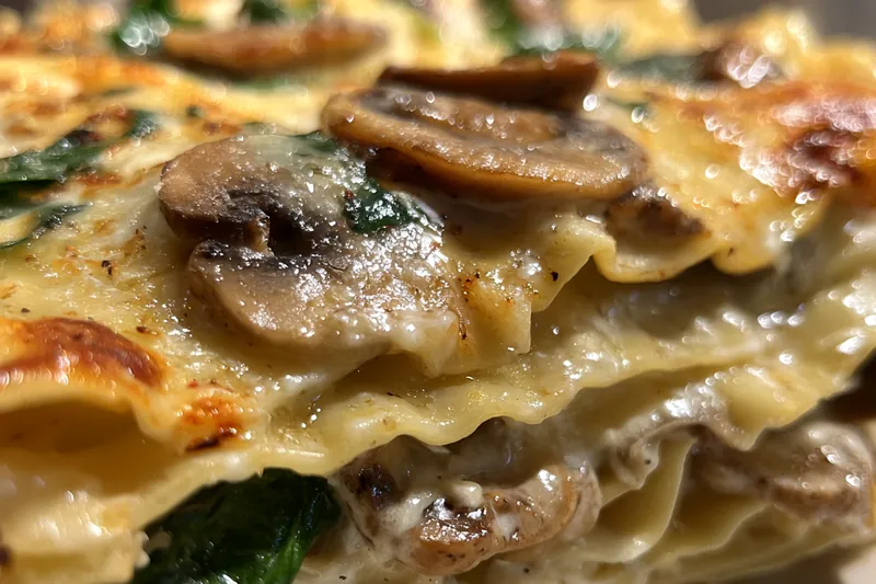 Fresh ingredients for Mushroom Spinach Lasagna Delight