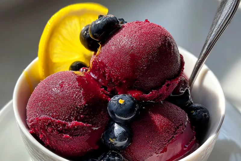 Fresh ingredients for No Churn Blueberry Sorbet