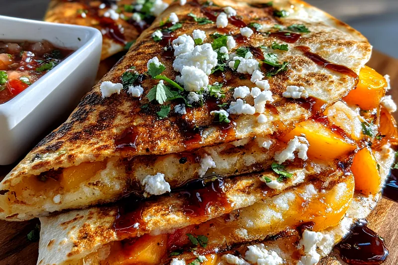 Fresh ingredients for Peach Quesadilla Delight