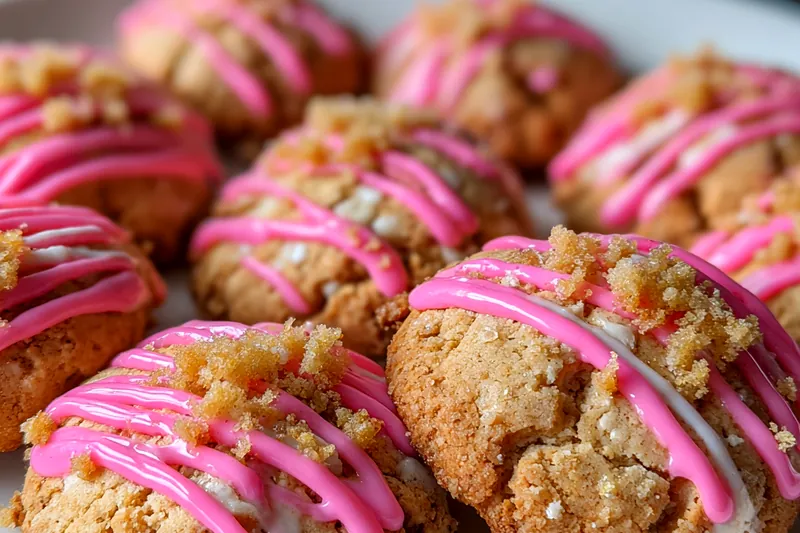 Fresh ingredients for Pink Drizzle Crunch Cookies