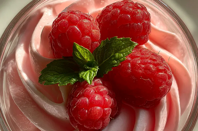 Fresh ingredients for Raspberry Mint Mousse Delight