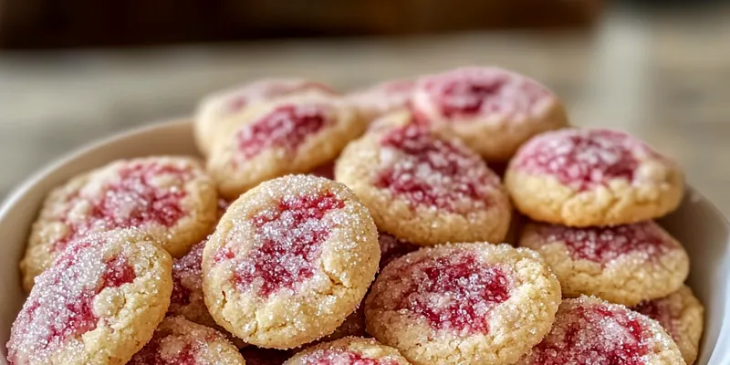 Beautifully arranged Delicious Raspberry Sugar Cookies on a decorative platter, garnished with fresh raspberries.