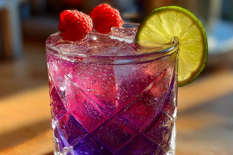 Colorful assortment of fresh berries and citrus fruits on a wooden table.
