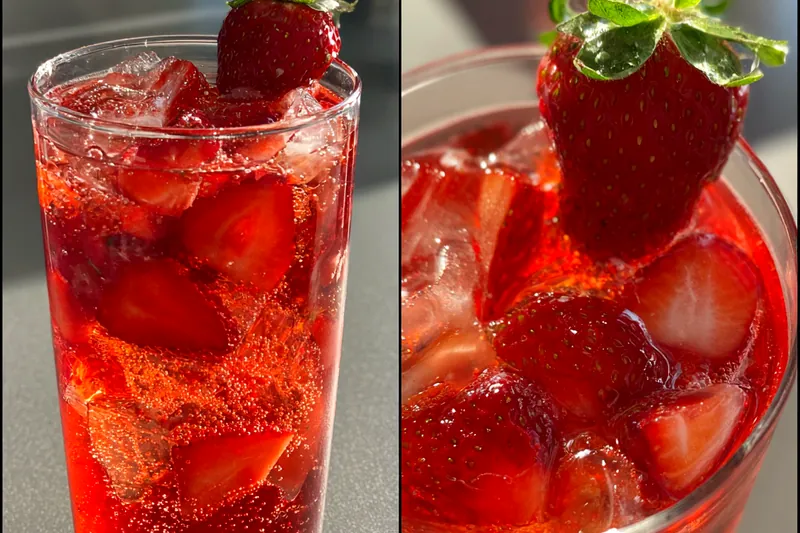 Fresh ingredients for Refreshing Strawberry Sparkling Drink