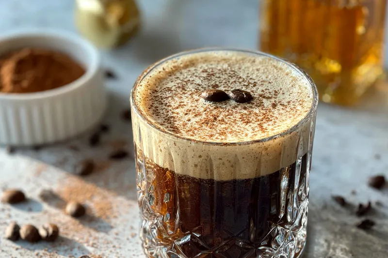 Fresh ingredients for Rich Espresso Chocolate Cocktail