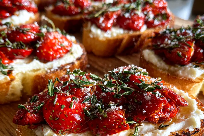 Cooking process for Roasted Strawberry Ricotta Toast