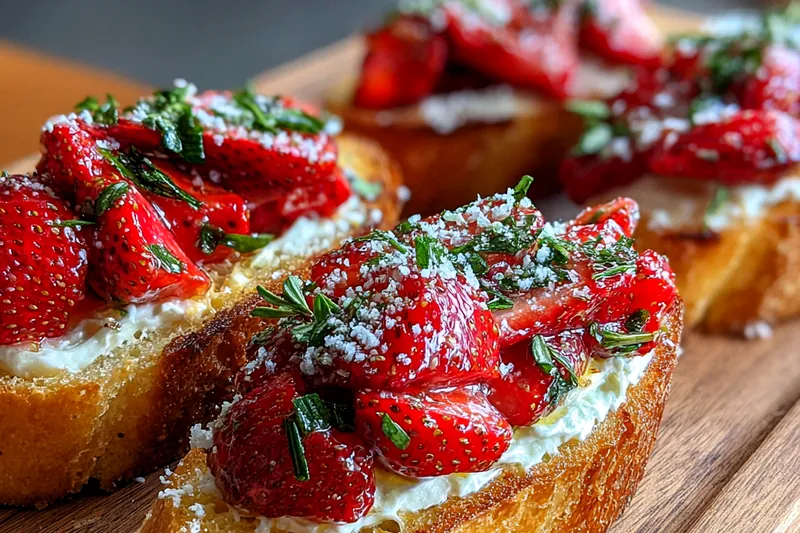 Fresh ingredients for Roasted Strawberry Ricotta Toast