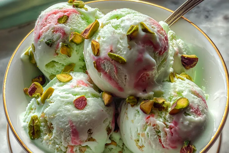 Cooking process for Rose Pistachio Ice Cream Delight