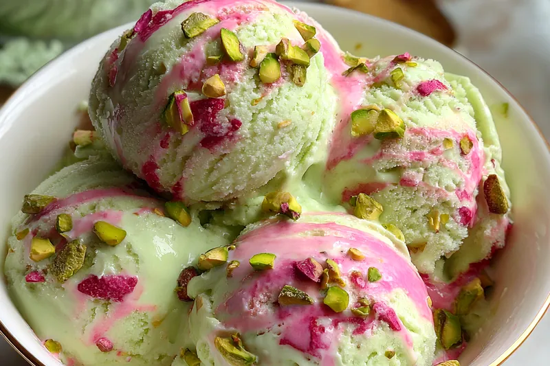 Fresh ingredients for Rose Pistachio Ice Cream Delight