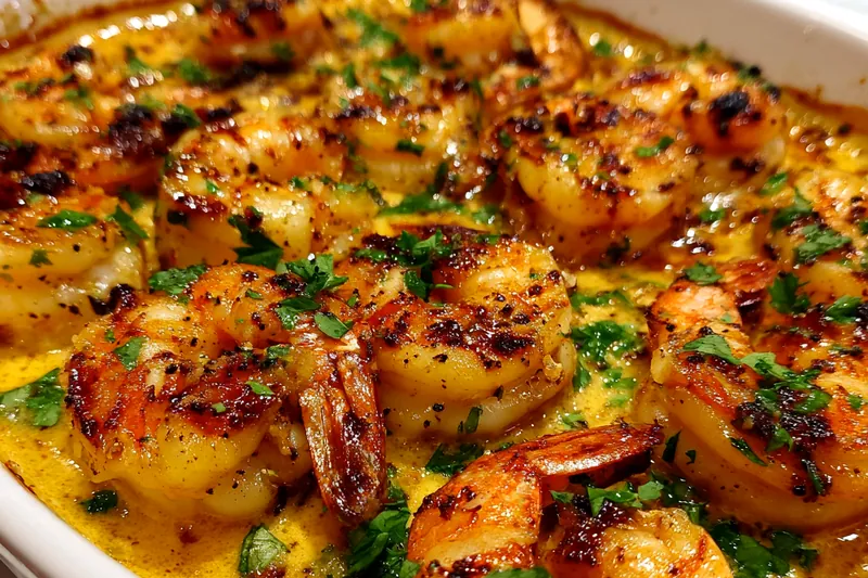 Cooking process for Savory Baked Shrimp Delight