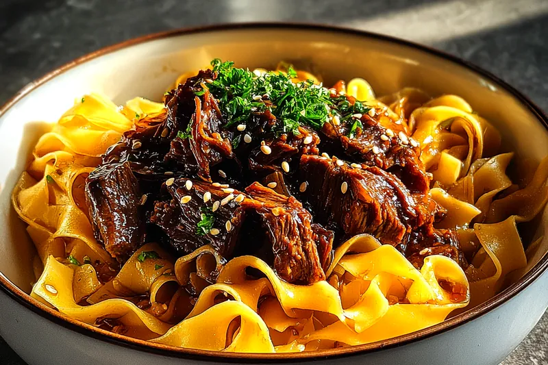 Cooking process for Savory Beef Noodle Delight