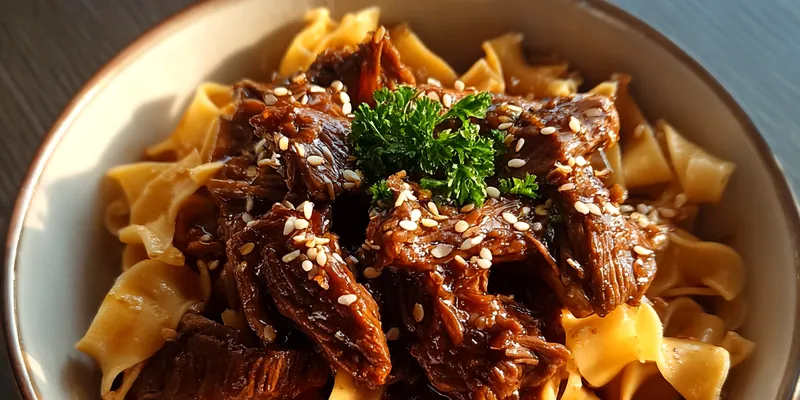 Delicious Savory Beef Noodle Delight served on a plate