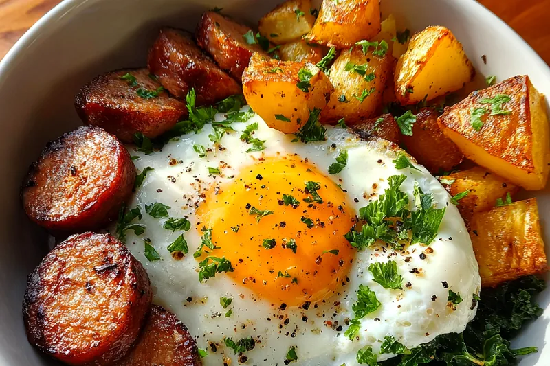 Fresh ingredients for Savory Breakfast Power Bowl
